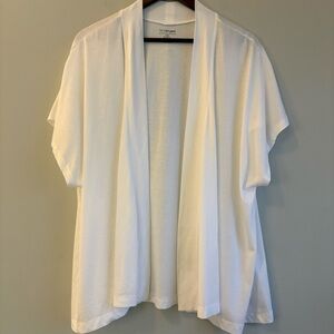 Lane Bryant Open Front Cardigan 26/28 White Short Sleeve Lightweight NWT